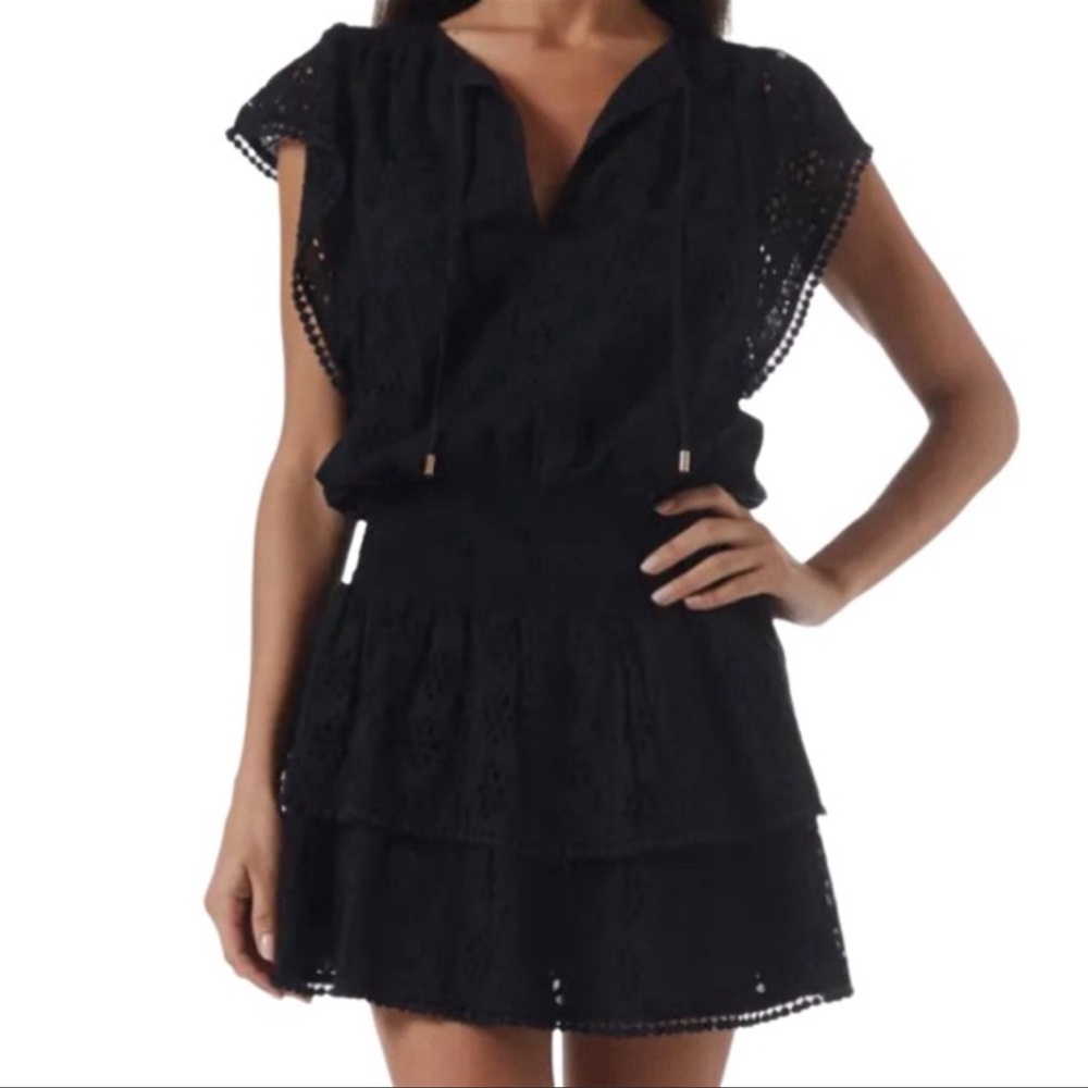 NWOT Melissa Odabash Black Eyelet Kerri Dress or Swim Coverup - Sz L